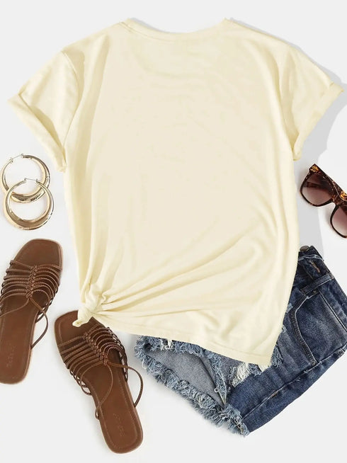 'Pray All Day' Short Sleeve Print T-Shirt - Celes Fashion